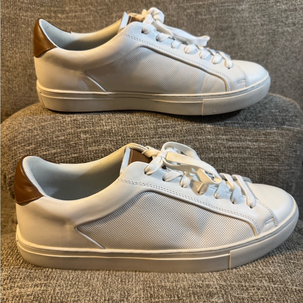 Steve Madden White Low-Top Sneakers with Brown Heel